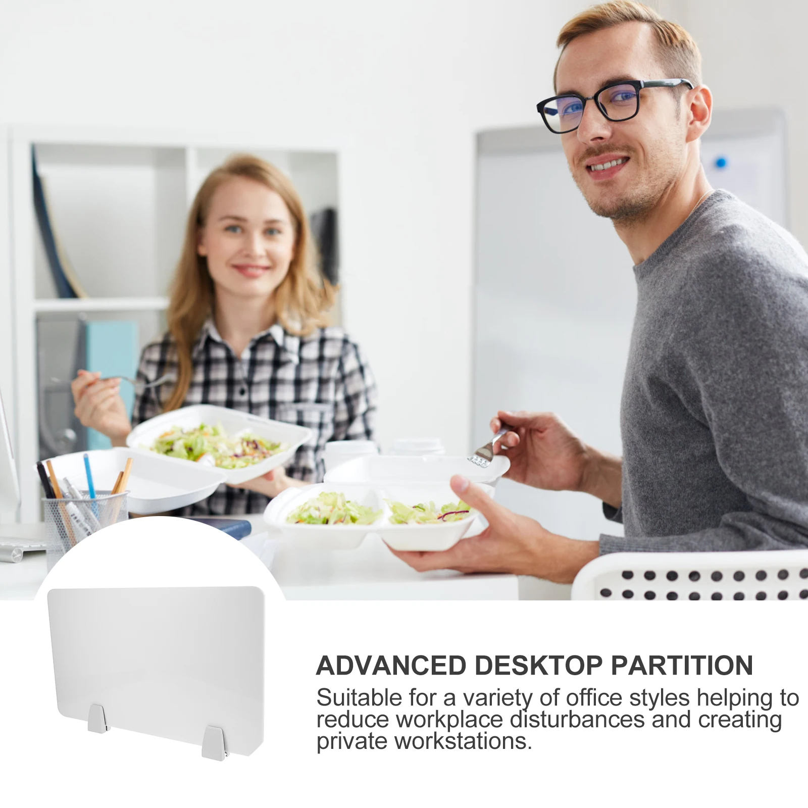 

Acrylic Baffle Partition Office Desktop Divider White Privacy Panel Student Desk Separator Plastic Practical Easy Install Desk