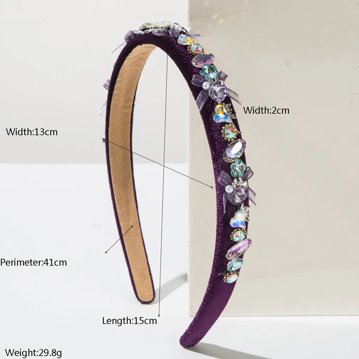 Fashion French Simple Glass Inlaid Thin Edge Headband for Women Vintage Velvet High-end Hair Accessory