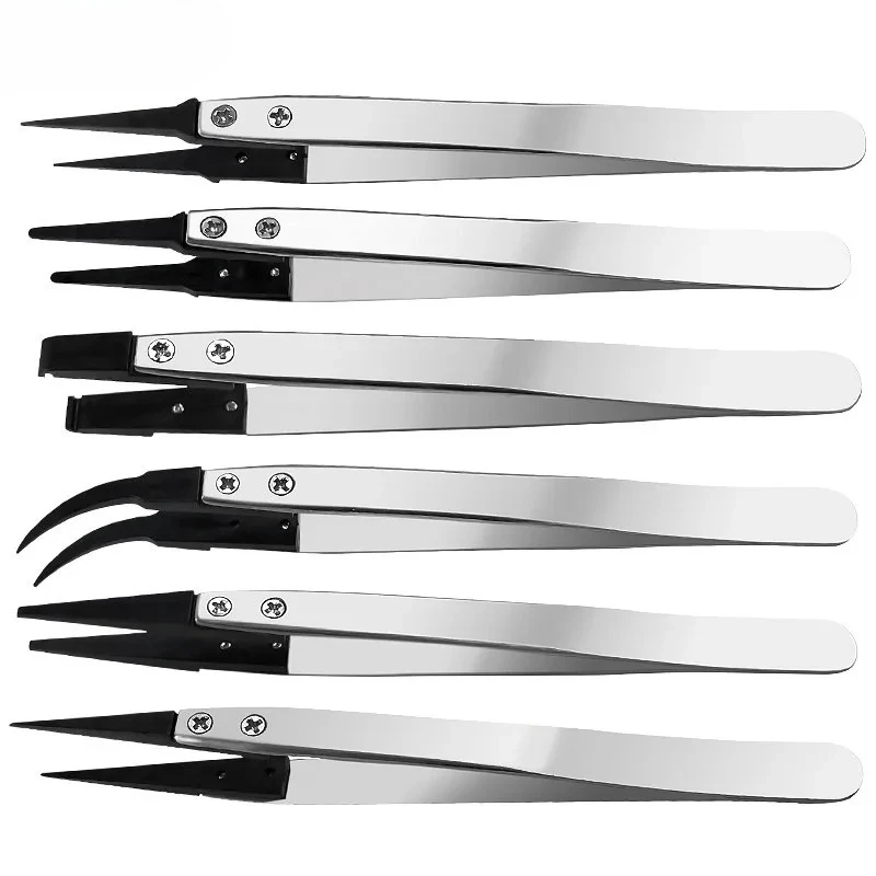 1/2//5PCS Watch Hands Installation Work Tweezers Straight Elbow Handle Stainless Antistatic Plastic Tweezers ESD-259A ESD-7A