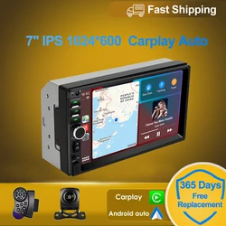 2 din 7 inch IPS Car Radio Multimedia CarPlay Android Auto 2din Autoradio Car Stereo Universal Head Unit Rear View AHD Camera