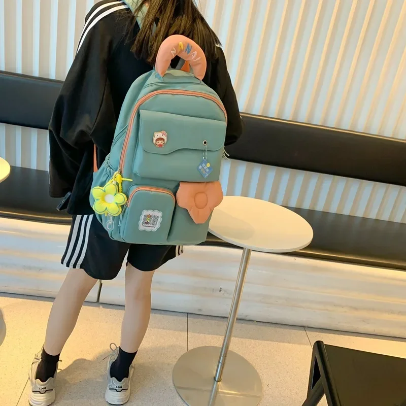 2024 New Simple Durable Nylon Light All Match Waterproof Large Capacity Backpack Korean Preppy Student Schoolbag Mochila Mujer