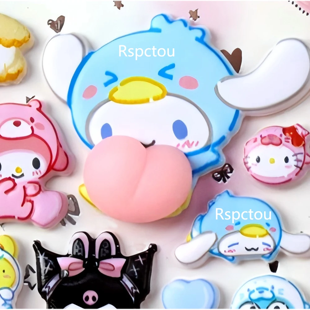 Adesivi 3D divertenti e creativi Sanrio Happy Glutei Kuromi Melody Decalcomanie giocattolo di decompressione pizzicate morbide per il computer portatile del notebook del telefono!