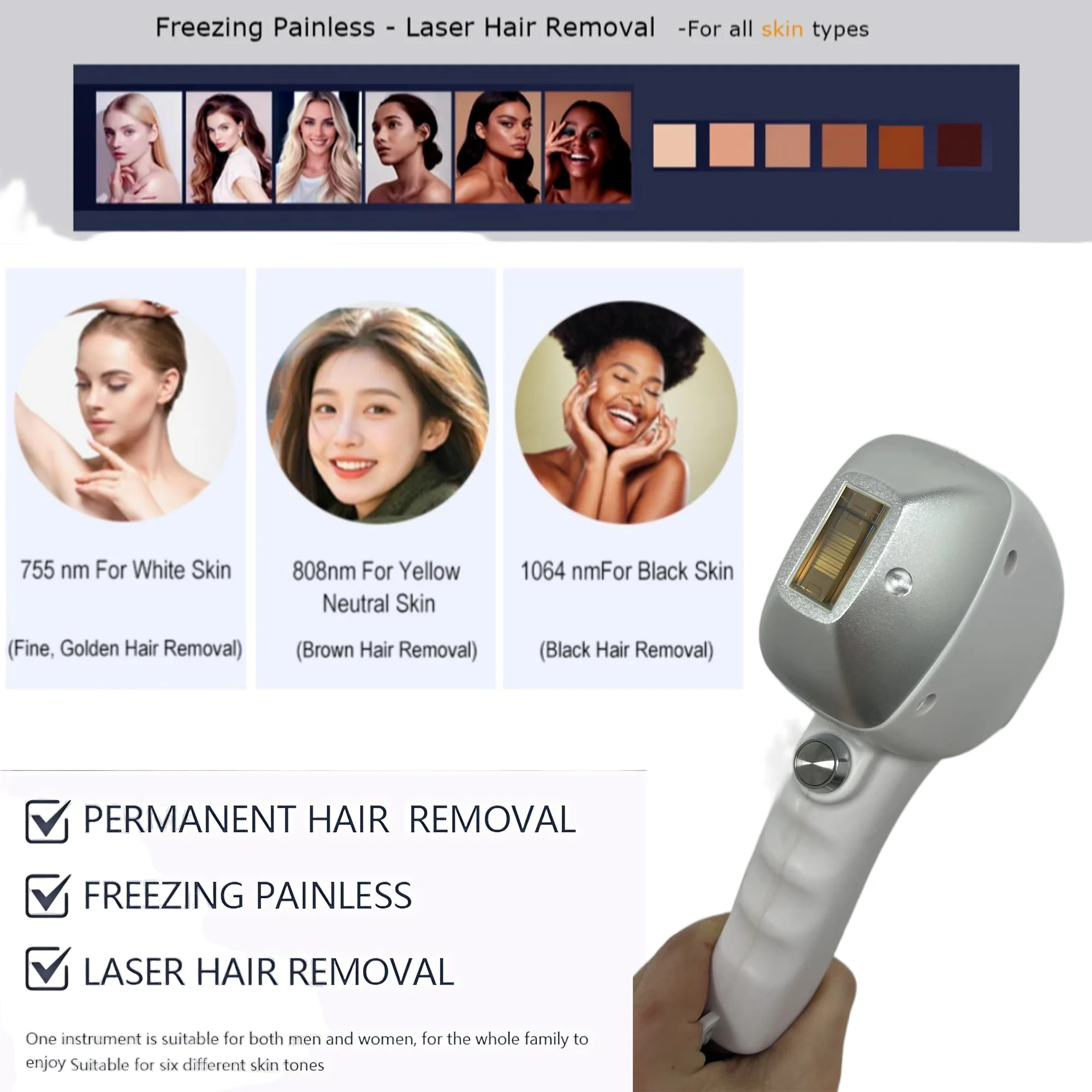 4000W Hair Removal Beauty Equipment Salon Machine 808nm 755nm 1064nm for Any Skin Tone Full Body Hair Removal Aesthetic Device