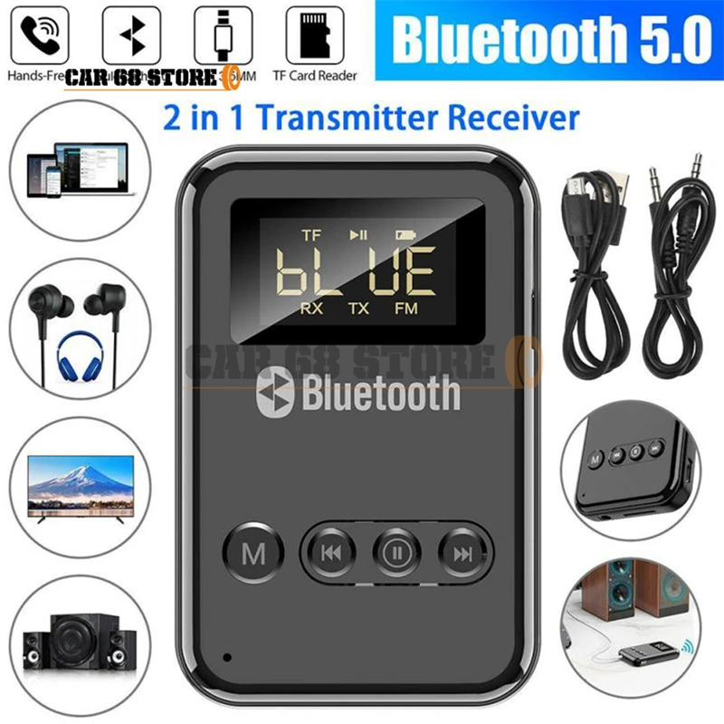 1 Set USB Bluetooth 5.0 Audio Receiver Music Stereo 3D Wireless Adapter  3.5 Aux Jack for Car Kit Wired Speaker Headphones