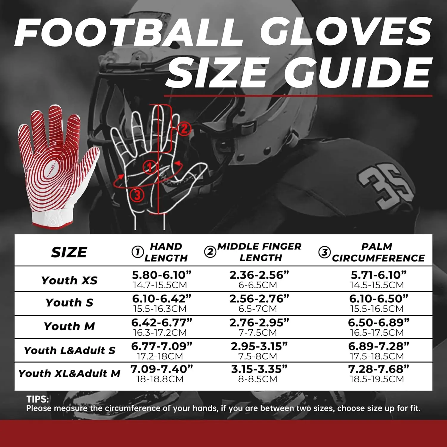 핸드랜디 유소년용 미식축구 장갑 (남녀 공용), 어린이용 스티키 와이드 리시버 장갑, 주니어 플래그 풋볼 장갑