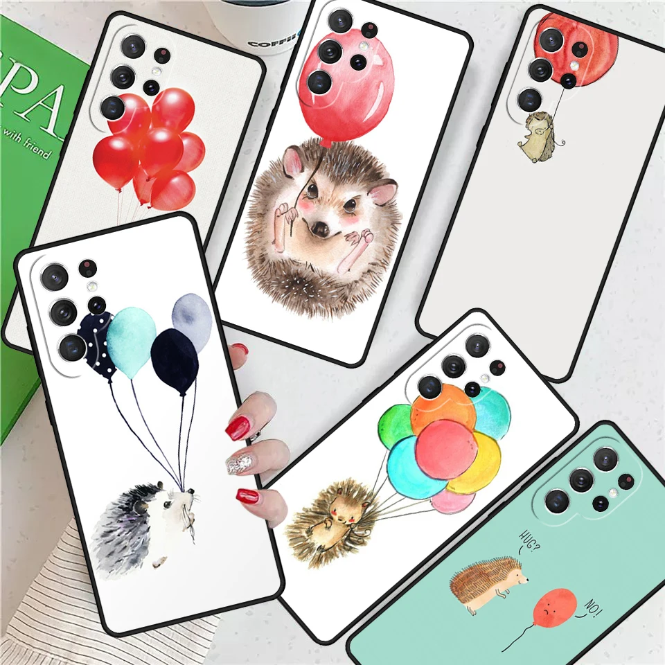 Hedgehog and Balloon For Samsung Galaxy S24 Ultra S21 S22 S8 S9 S10E Note 10 20 Plus FE S23 Phone case Cover Coque