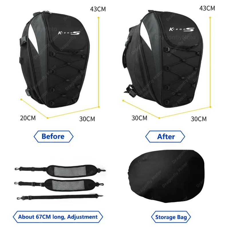 Motorcycle Tail Bag For BMW K1200S K1200 K 1200S 2003-2009 2008 2007 2006 Waterproof Large Capacity Multifunction Helmet Bag