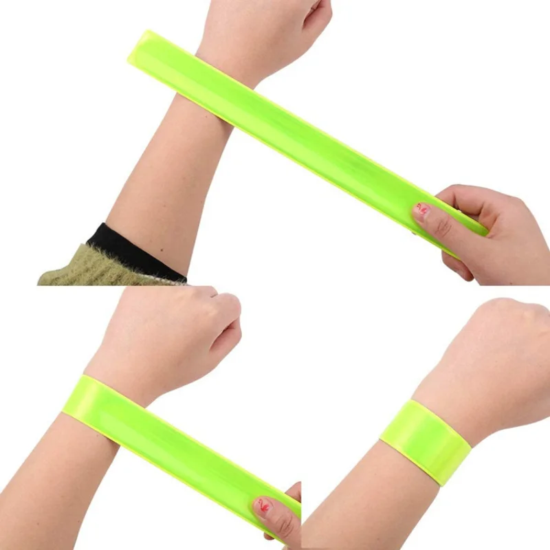 2 uds 40CM pulsera reflectante Slap Band pulseras regalos promocionales para hombre mujer brazalete para correr deportes seguridad visibilidad