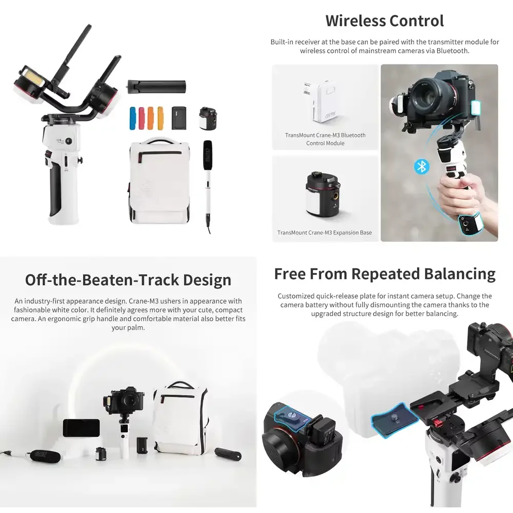 Estabilizador de Cámara ZHIYUN Crane M3S, Liberación Rápida de Mano para Cámaras sin Espejo Zhiyun Crane M3s