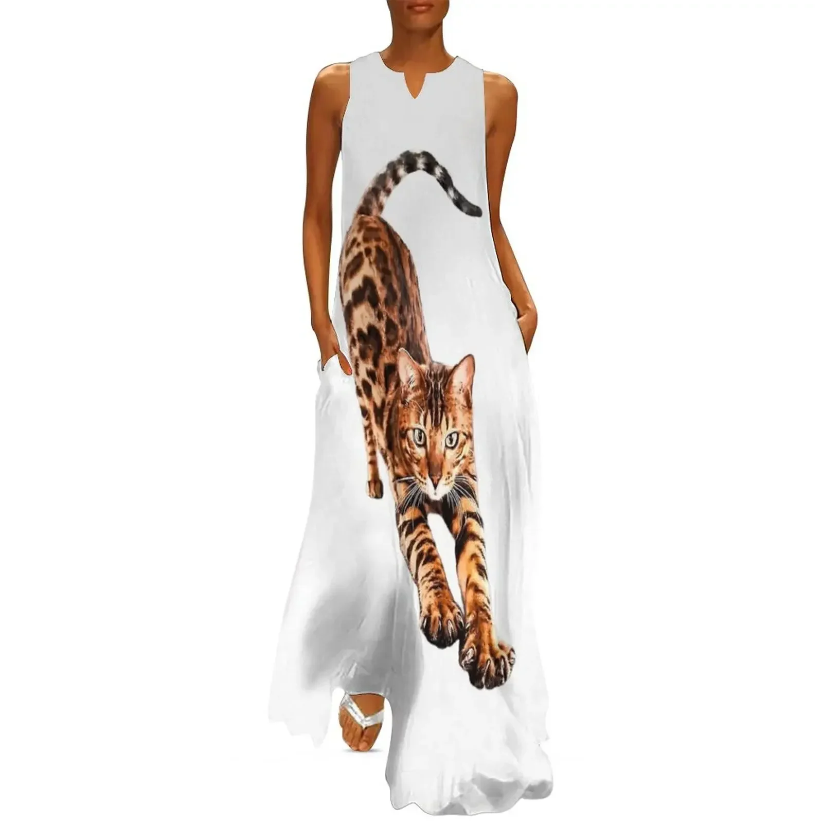 

Bengal Cat Stretching Long Dress women formal occasion dresses Clothing beach dress summer dress for women 2025