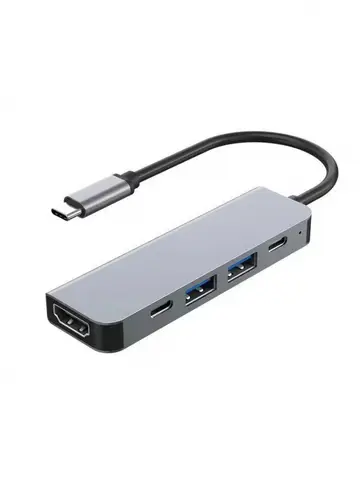 5-in-1 Type-C Hub & USB-C Dock - Multi-Function Adapter for Phone, PC, and Mac