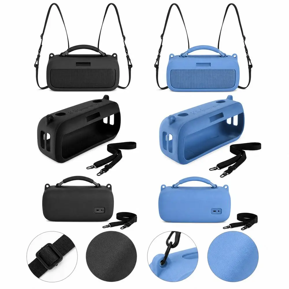 Silicone Speaker Storage Bag Anti-Drop Anti-Scratch Surface Speaker Carrying Bag With Shoulder Strap Easy Clean