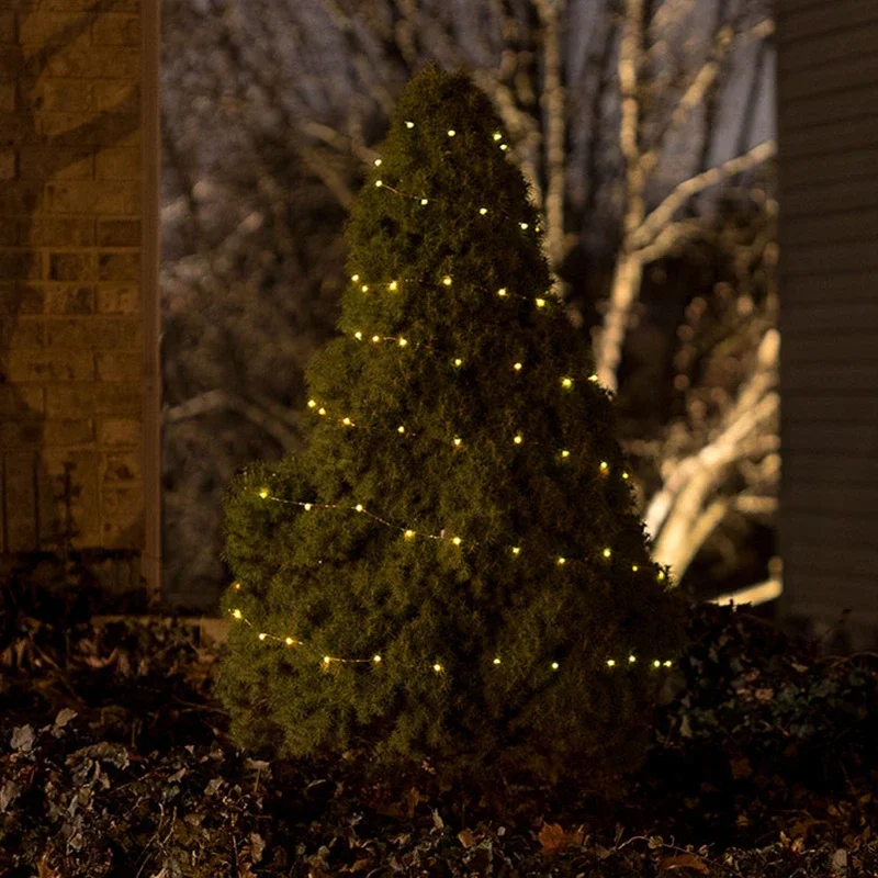 Guirnalda de luces de hadas alimentada por energía Solar, 100Led, alambre plateado, Mini LED, iluminación de vacaciones, impermeable, decoración de Halloween