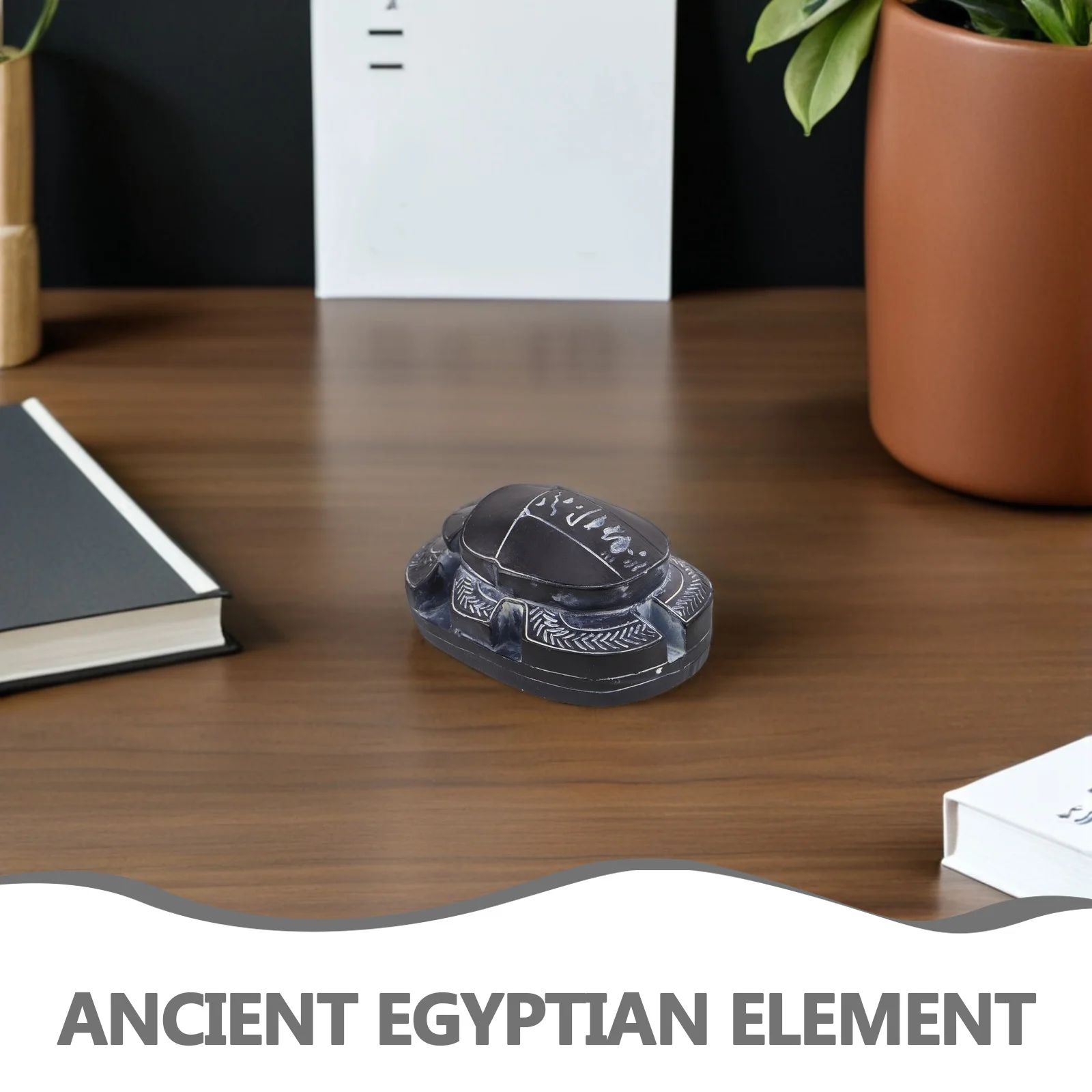 تمثال راتينج خنفساء الجعران المصرية القديمة - منحوتة ديكور مصر المعقدة لسطح المكتب والمكتب والمنزل - قطعة فنية #2