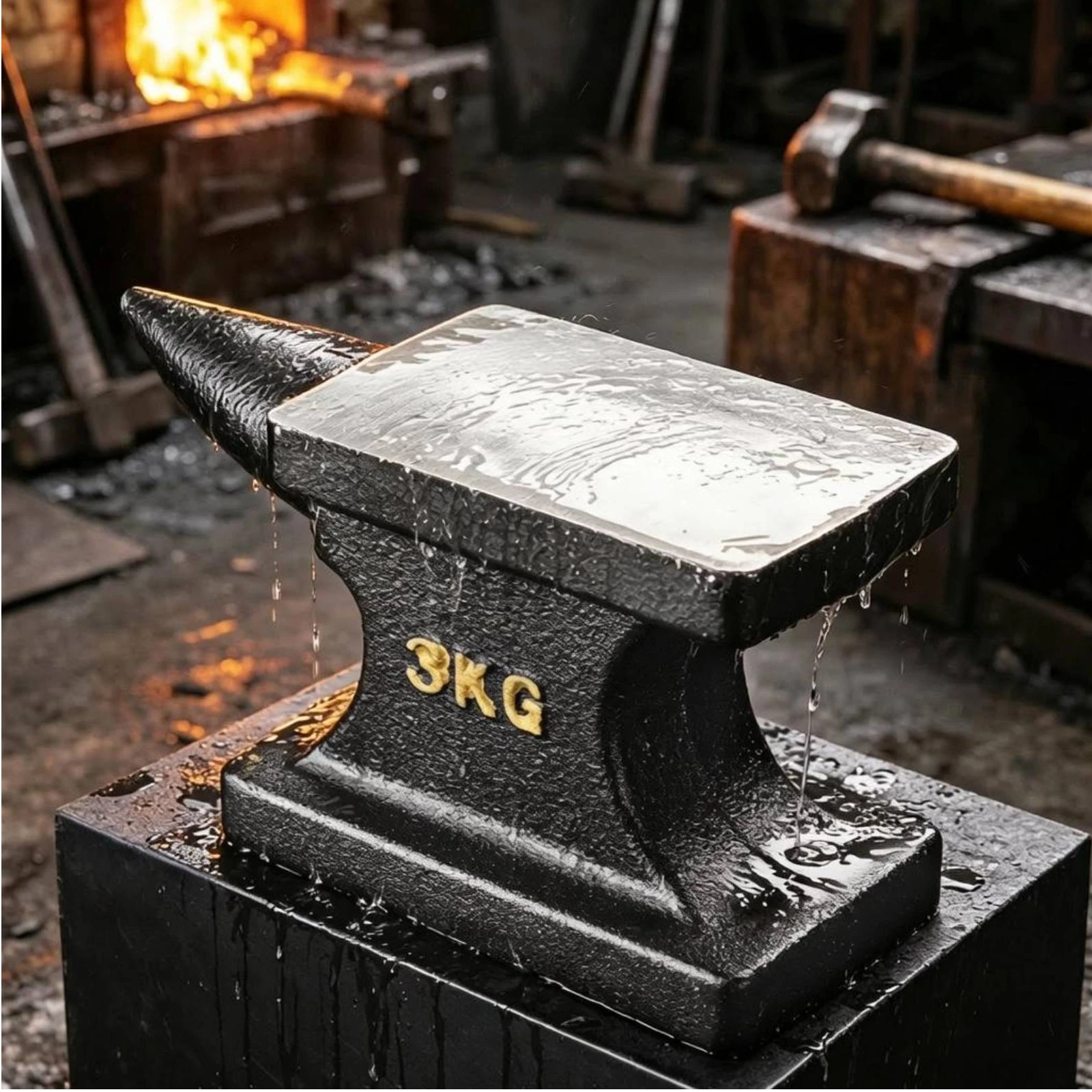 Tapered-End Forging Anvil Polished Cast Face Cast Iron Anvil Textured Finish Sturdy for Forging Metalworking Shop
