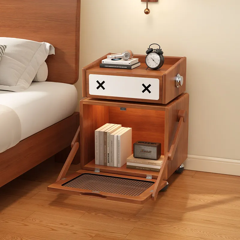 

Medieval solid wood bedside table Bedroom Home robot Bedside table