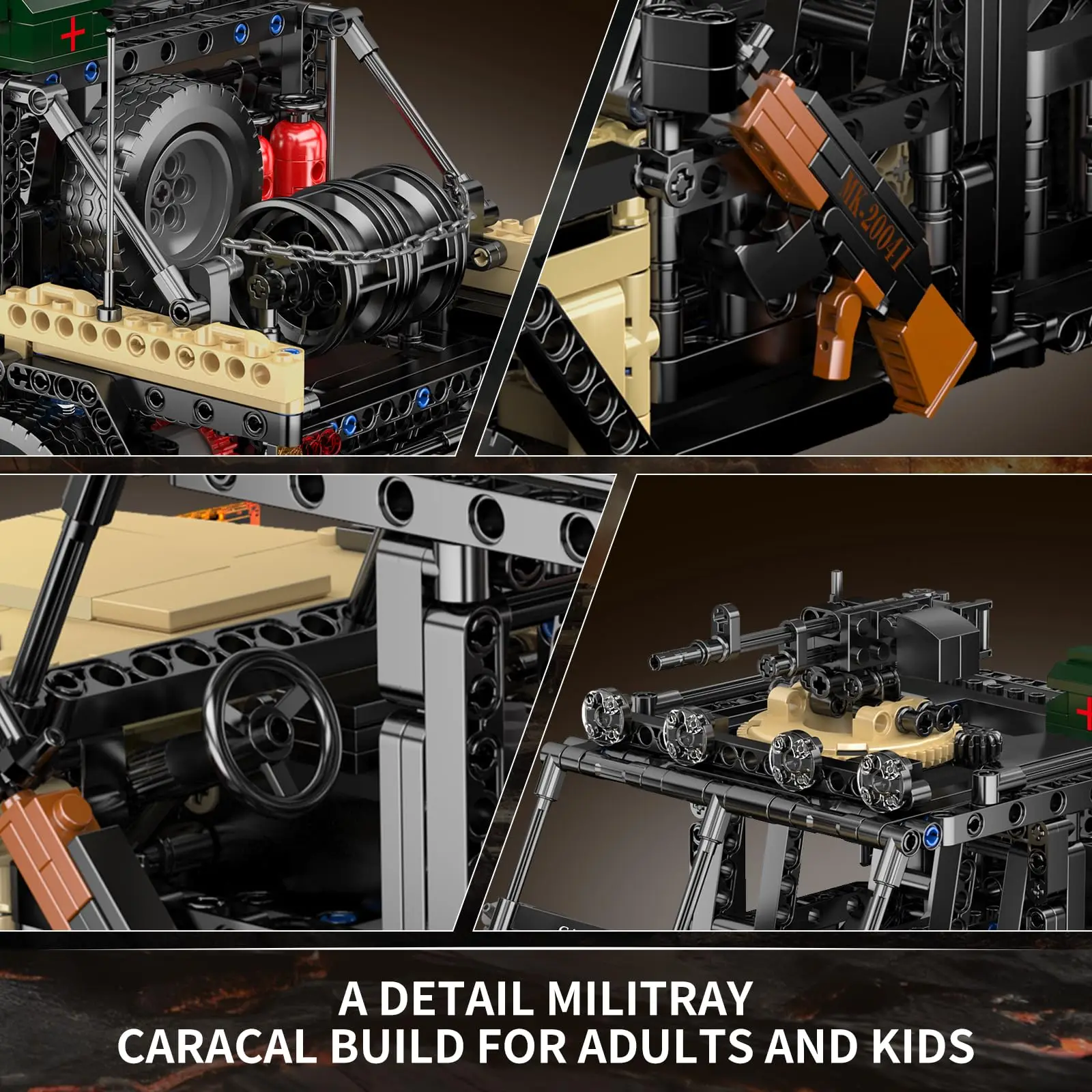 Mould King 20041/20042 Giocattoli per auto tecniche Il veicolo RC Caracal Building Blocks Assemblaggio Auto militare Mattoni Regalo di Natale per bambini