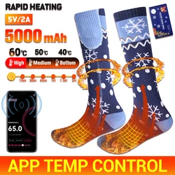 Calcetines térmicos con Control por aplicación para hombre y mujer, medias térmicas de 5000mAh para esquí, ciclismo, calentador de pies eléctrico