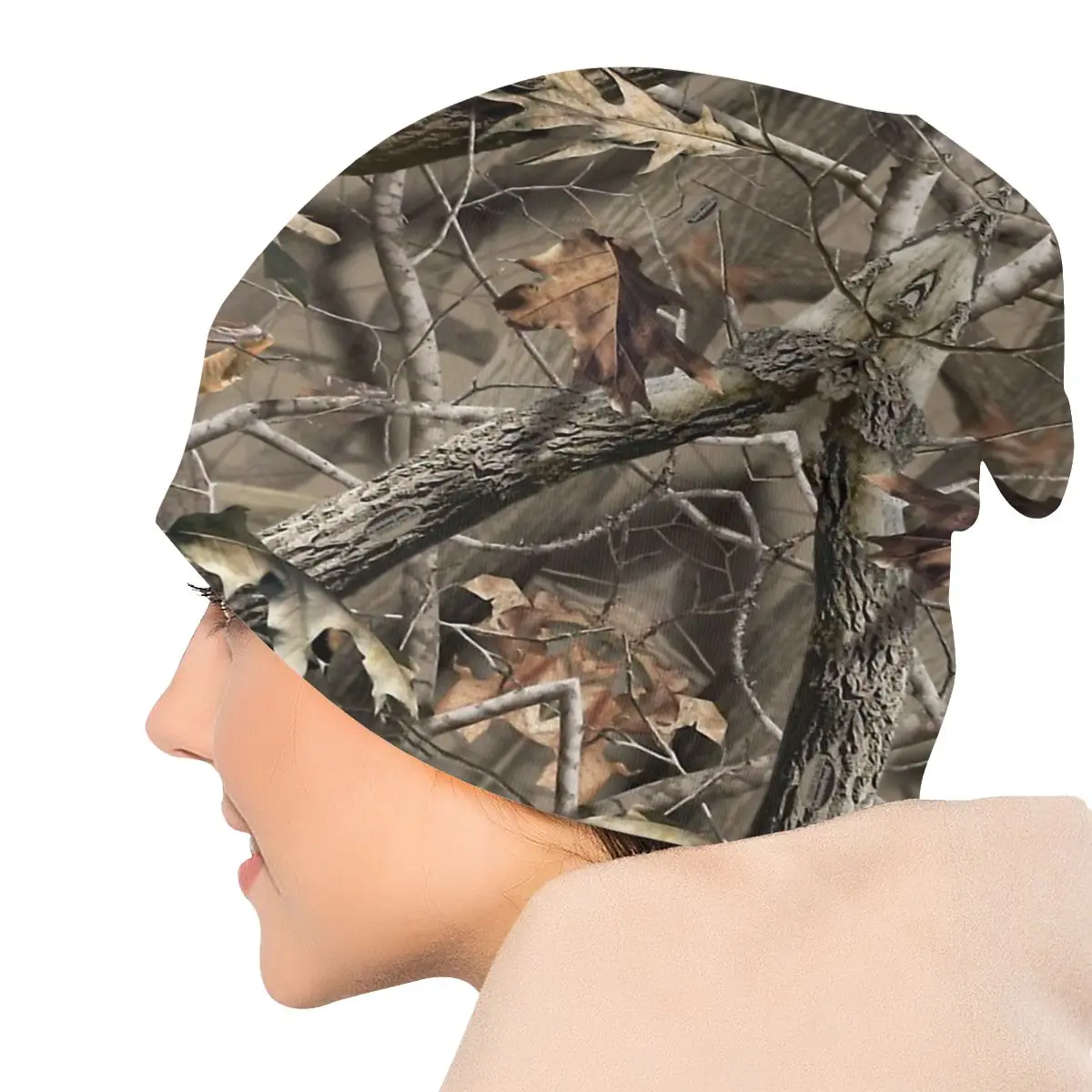 Real Tree Camo Camouflage Army Autumn Female Warm Beanies Double Used Windproof Bonnet Hats