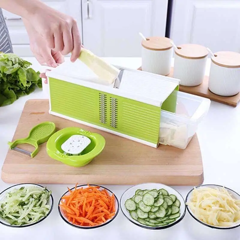 

X-House 5 in 1 Vegetable Chopper Cutter Shredders Slicer with Steel Blade Fruit Onion Chopper Grater For Kitchen Gadgets