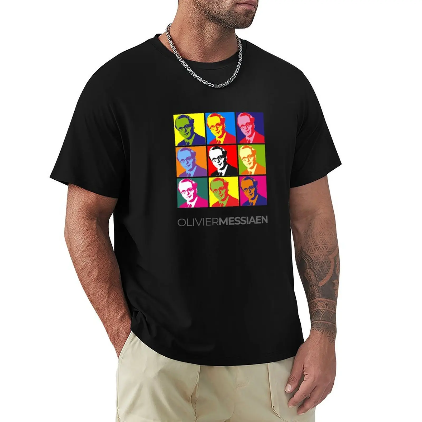 

Olivier Messiaen pop-art portrait poster T-Shirt Outdoor Sports Lightweight Tee