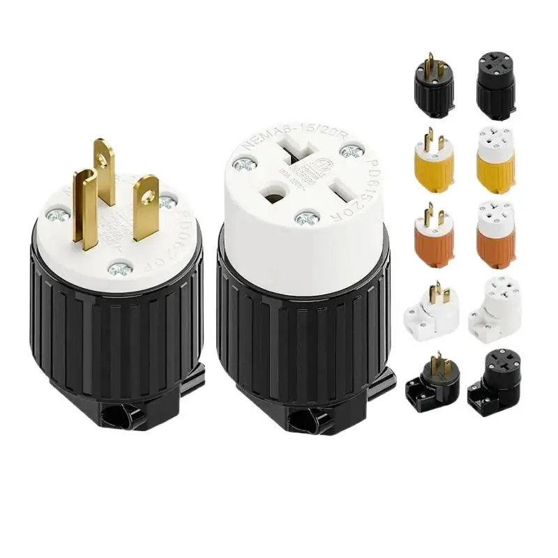 NEMA 6-20P 6-20R US Power Plug Impact Resistant 20A 250V Male Female Industrial Connector for Warehouse Use