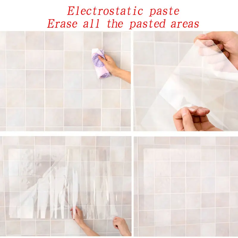 Pegatina de pared a prueba de aceite para cocina, papel tapiz resistente al calor, Película autoadhesiva transparente, impermeable, decoración del