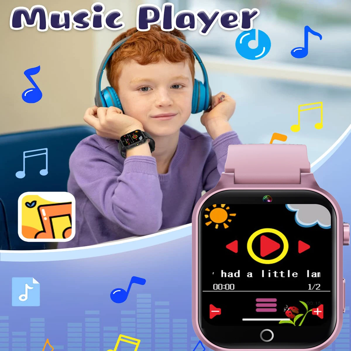 Smart Watch Bambini 26 Giochi Audiolibri Pedometro Video Musica Lettore MP3 Sveglia Habit Track Smartwatch Fotocamera Ragazzi Ragazze Regali