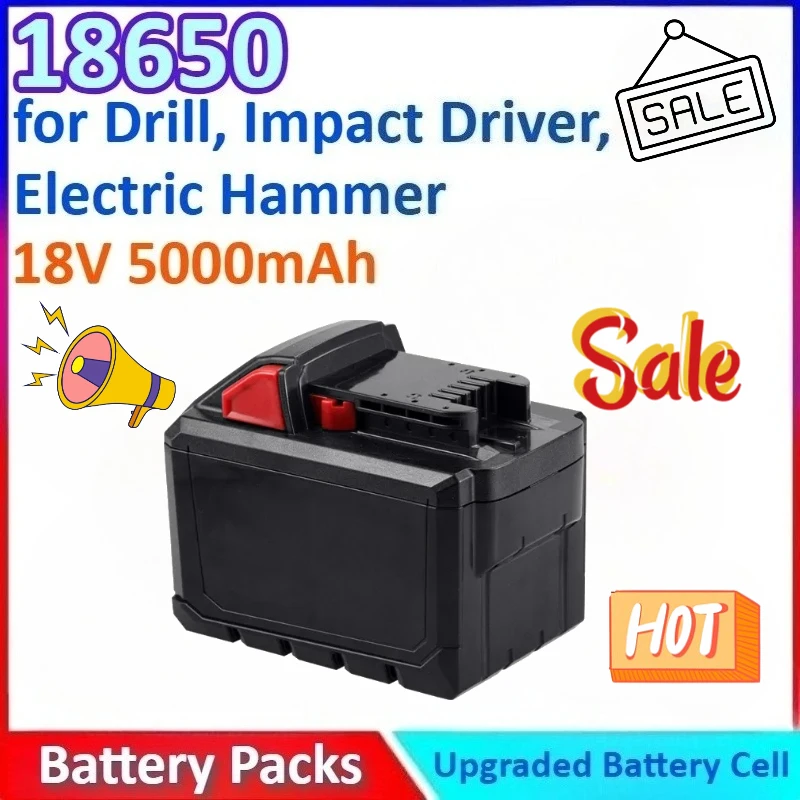 

New 5000mAh 18V 18650 General-purpose Lithium Battery for Drill, Impact Driver, Electric Hammer and Chain Saw with US/EU Plug