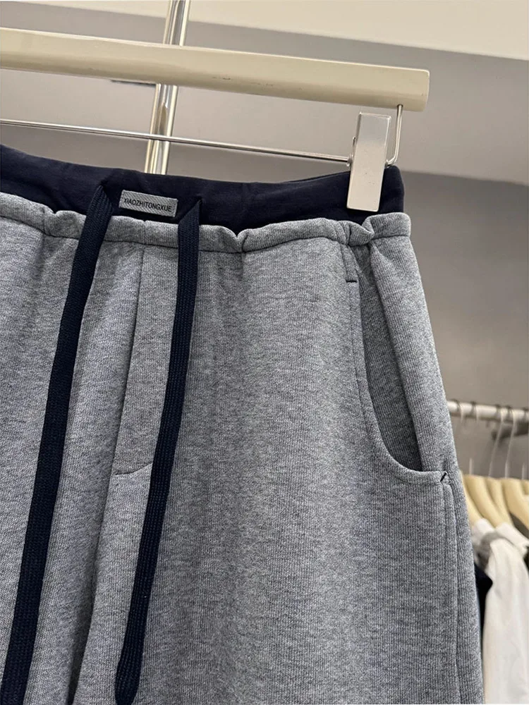 Pantaloni casual taglie forti Pantaloni a gamba larga a vita alta Pantaloni a coltello dimagranti color sangue per donne taglie forti Autunno Faion
