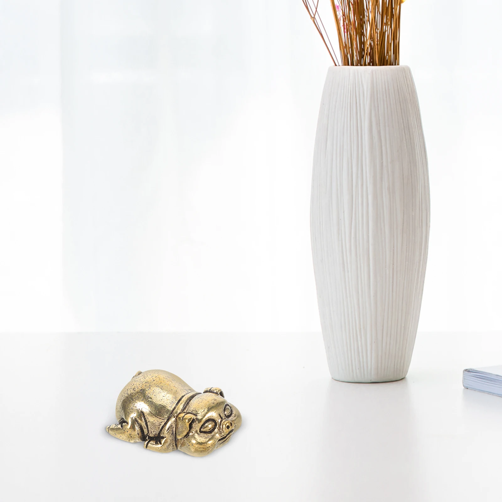 

Vintage Brass Mini Statue Small Animal Sculpture Desktop Ornament For Home Office Living Room Decoration Retro Home Office Pig