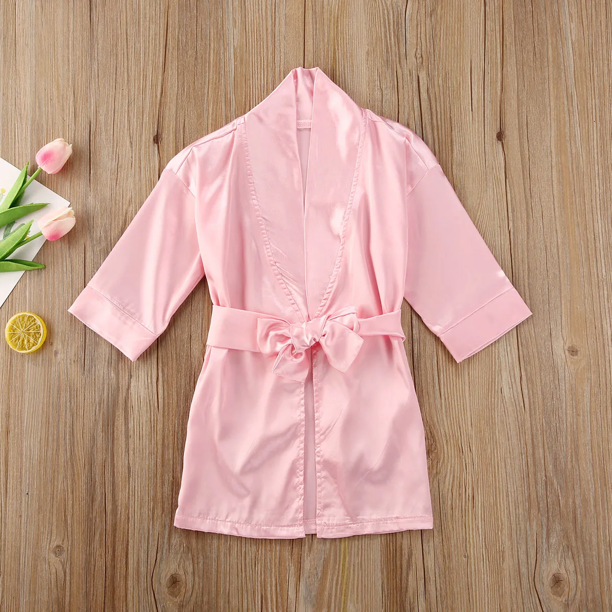 Baby Kids Girls Silk Kimono Robe Bath Robes Floral Girl Satin Robe Nightgown for Wedding Birthday Spa Party