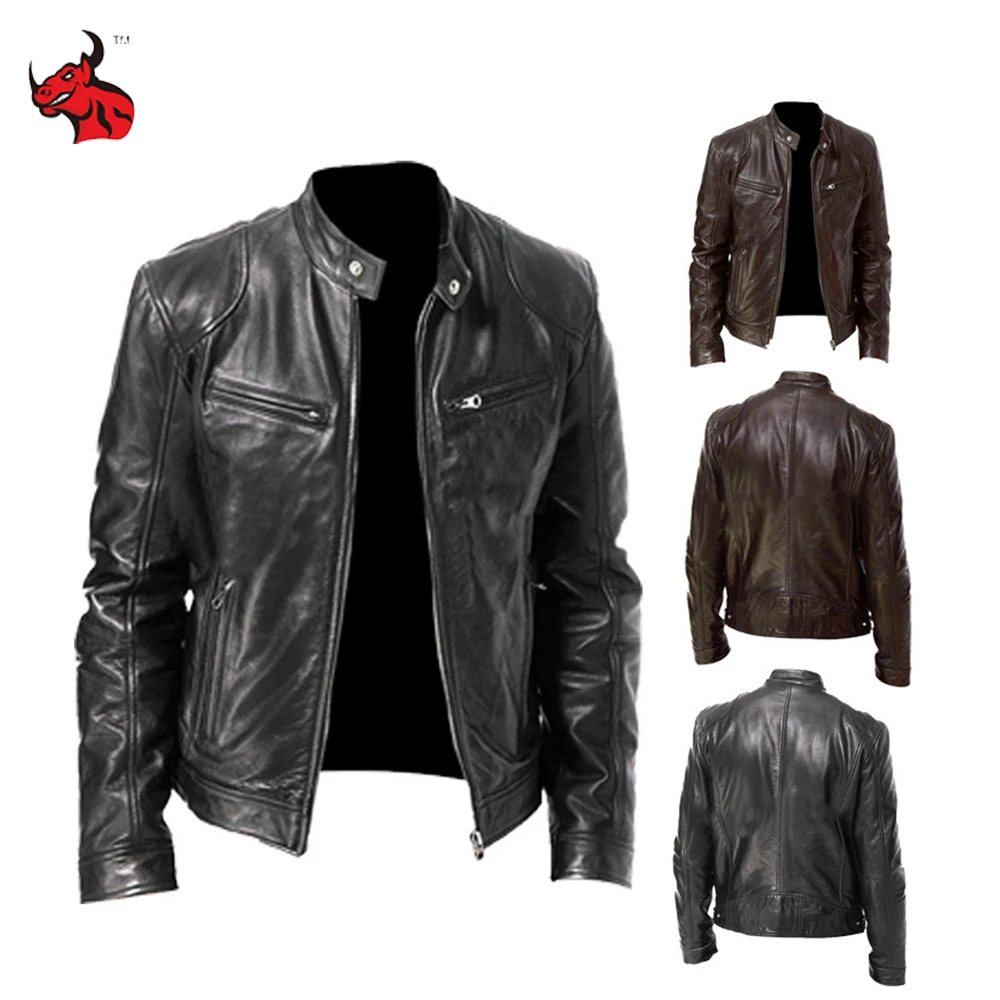 

Motorcycle Leather Jackets Man Casual Fashion Motorcycle Coat Slim Fit Lapel PU Jackets Autumn Anti-wind Leather Coat Male