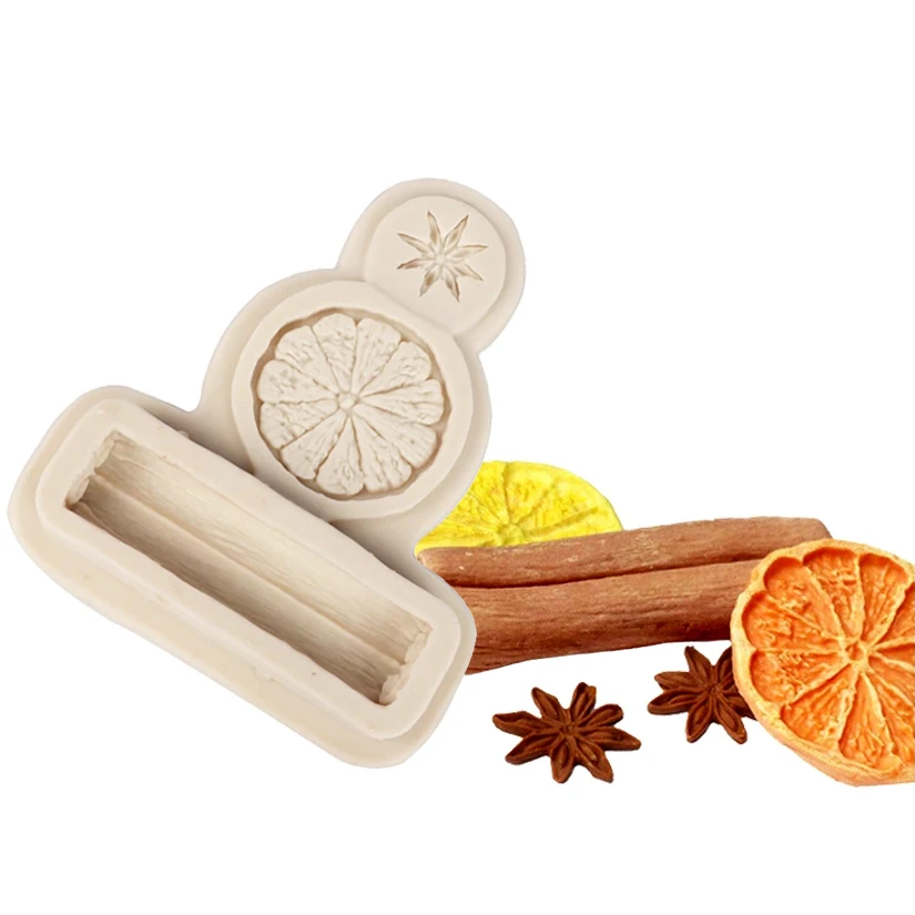 Forma silikonowa do pieczenia babeczek, cukierków, czekolady, fondantu, dekoracji ciast - cytryna, cynamon, gwiazda anyżowa, orzechy, Boże Narodzenie.