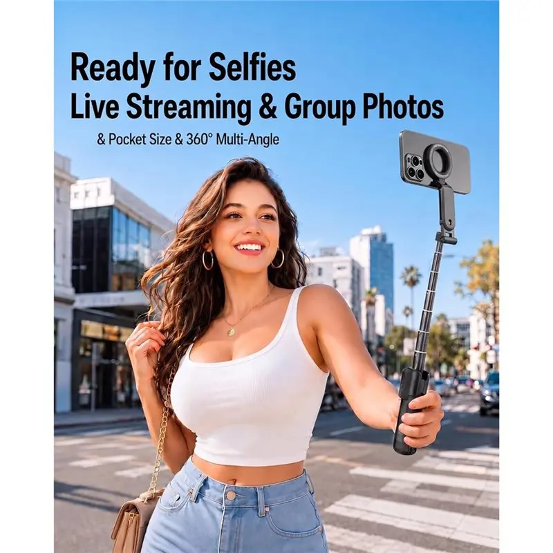 LXYB18B Magnetic Mini Selfie Stick 4-In-1 Phone Tripod With Grip