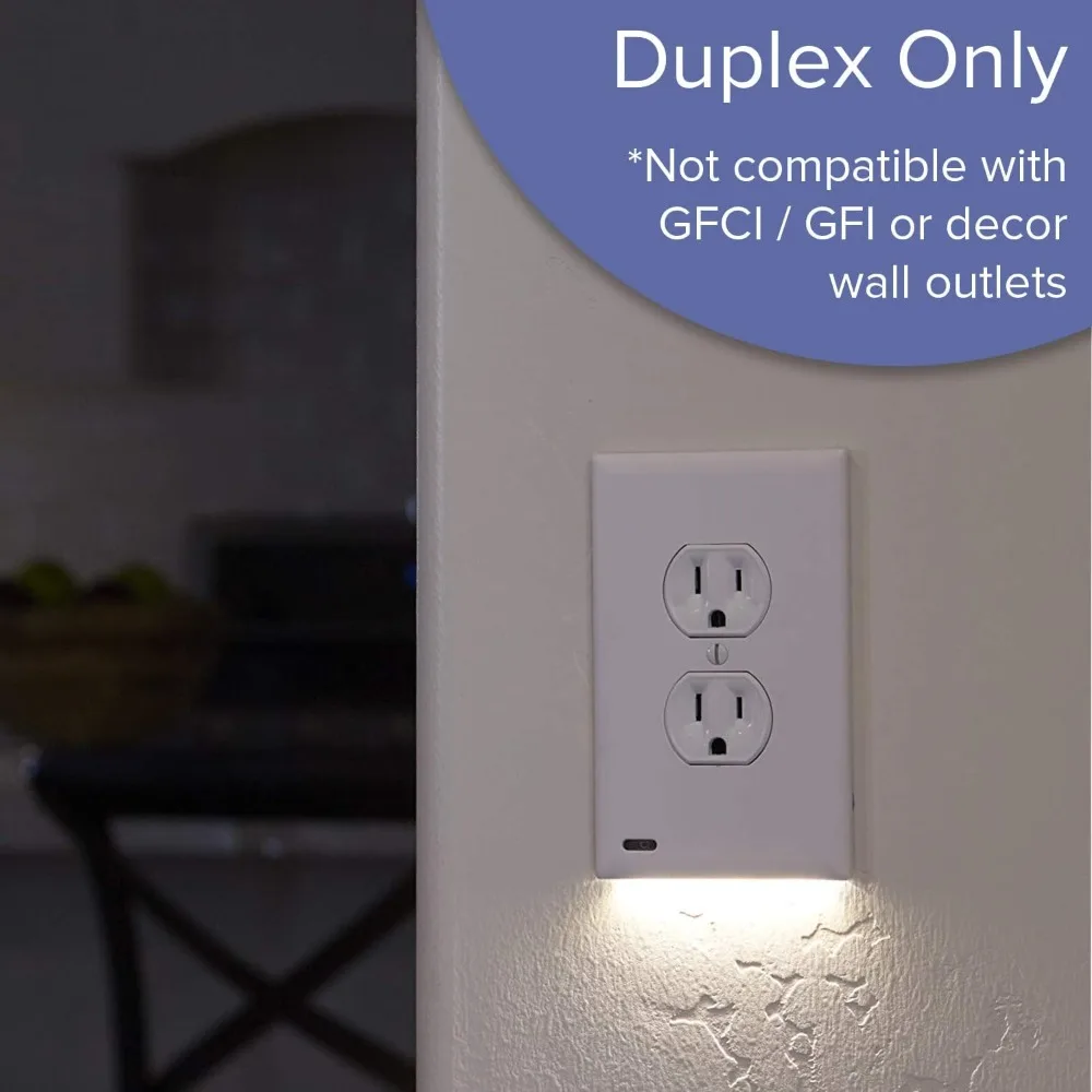 10 Pack - GuideLight 2 [For Duplex Outlets] - Replaces Plug-In Night Light - Electrical Receptacle Wall Plate With LED