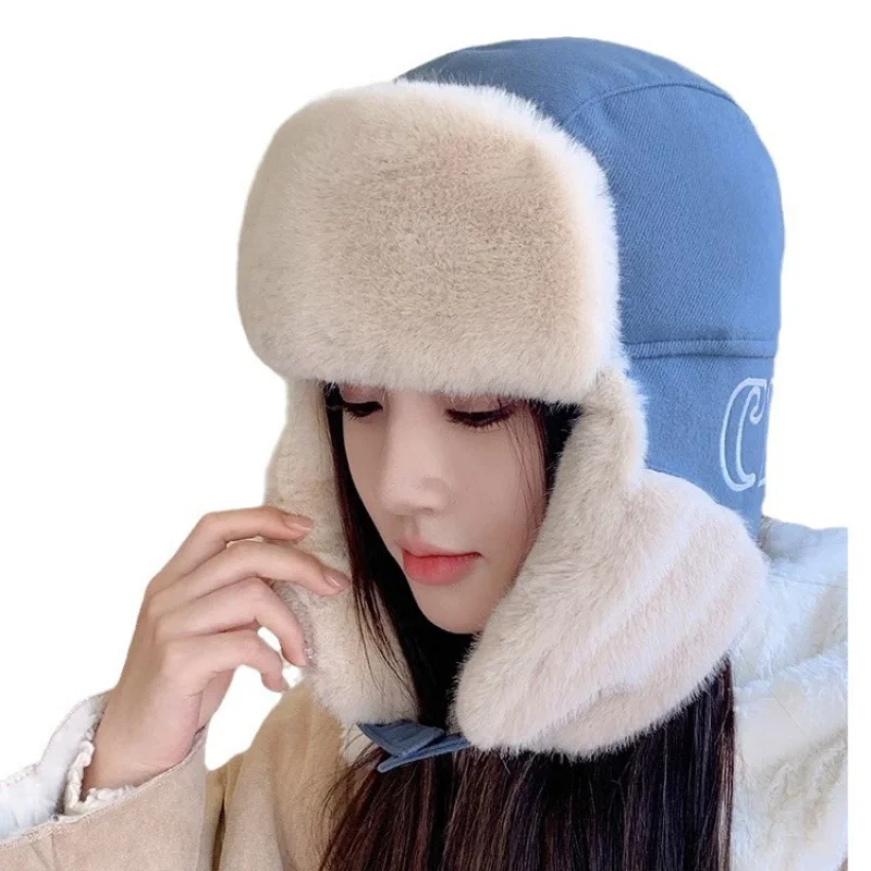 Hat Men and Women Cold Protection in Autumn and Winter Wind Pilot Cap Northeast Cycling Earflaps Warm Hat Cotton Thickened Glass