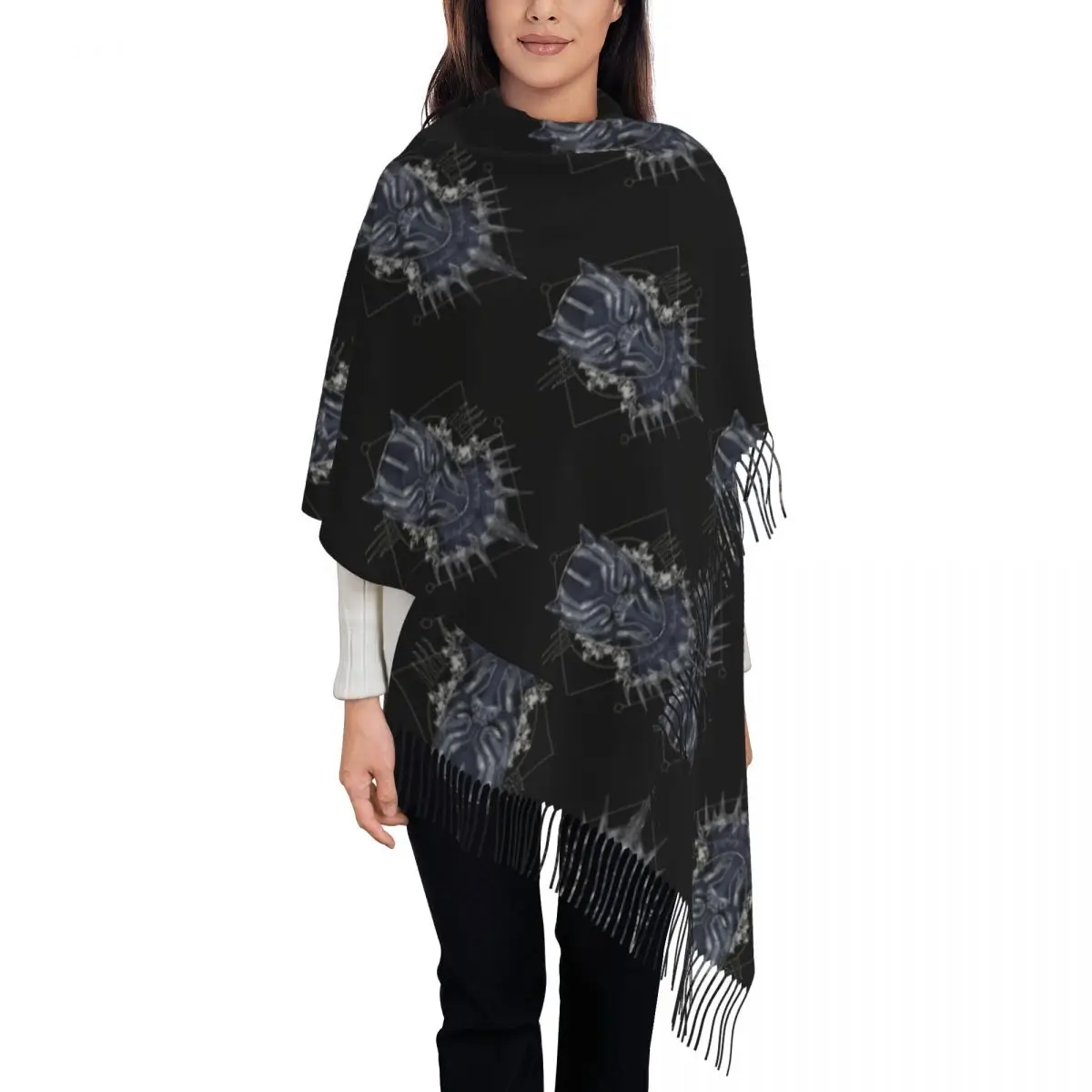 

Custom Black Panther Movie Tassel Scarf Women Soft Shawl Wrap Female Winter Fall Scarves