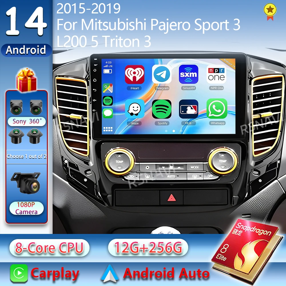 Android 14 Carplay For Mitsubishi Pajero Sport 3 L200 5 Triton 3 2015 2016 2017 2018 2019 Car Radio Multimedia Video Player GPS