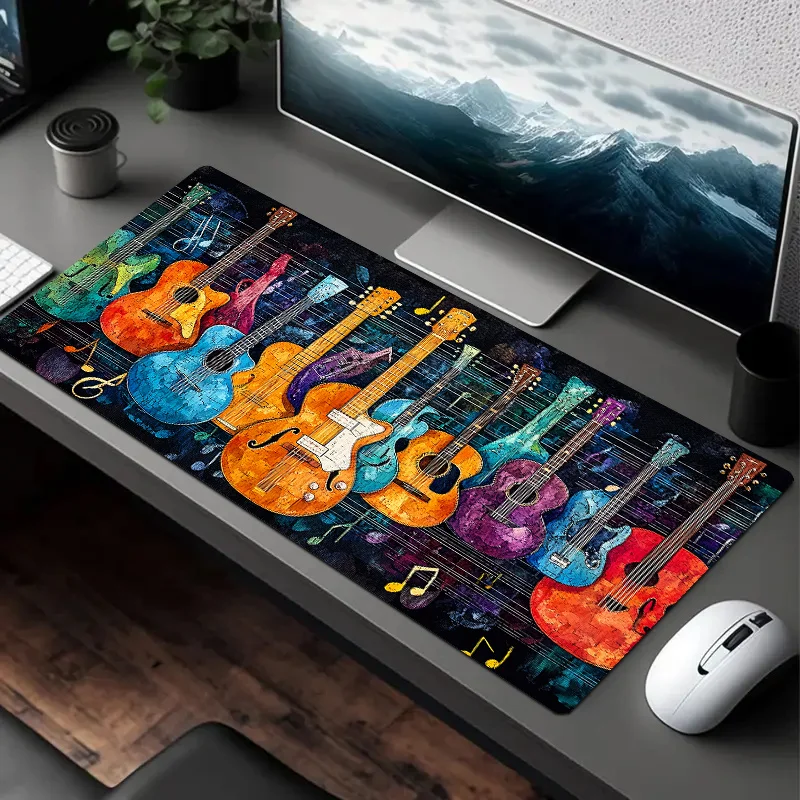 CIFbuy Gaming Mouse Pad Rock Music Guitar Pattern Non-Slip Polyester Desk Mat For PC Laptop Office Home Decor Gift