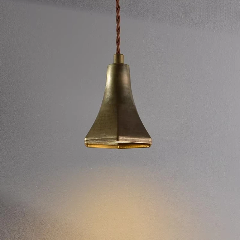 

Nordic Retro Copper Pendant Light Coffee Shop Bar Restaurant Bedside Staircase Balcony Minimalist Decorative Small Hanging Lamps