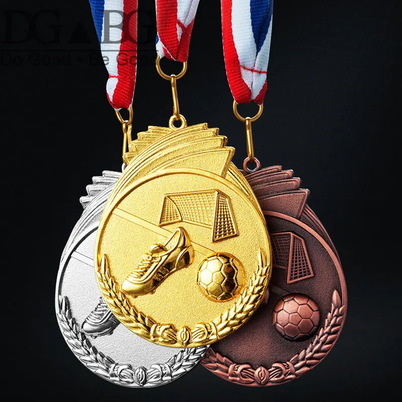 Football Trophies For Awards 3D Souvenir School Sports 360-Degree Rotatable Professional Blank Custom Gold Meta Medal Craft Gift