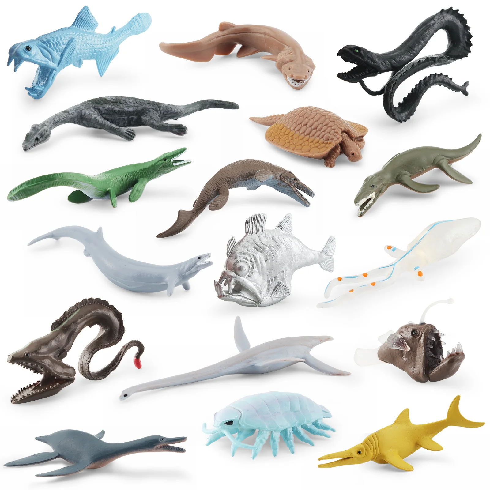 Prehistoric Sea Ocean Toy Figuras Animais, Antigos Répteis Marinhos, Figurinhas da Criatura do Mar Profundo, Decoração do Partido, 17pcs