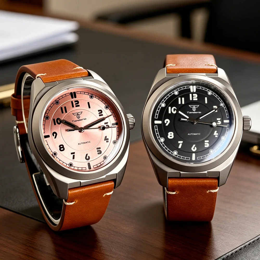 

Japan NH35 Tandorio Titanium Vintage Military Pilot Automatic Watch for Men 40mm Miyota 8215 PT5000 20ATM Waterproof Sapphire