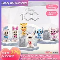 Disney 100 Year Series Donald Duck Daisy Mickey Mouse Winnie Stitch Electroplated Cosbaby Collection Doll Cartoon Model Toy Gift