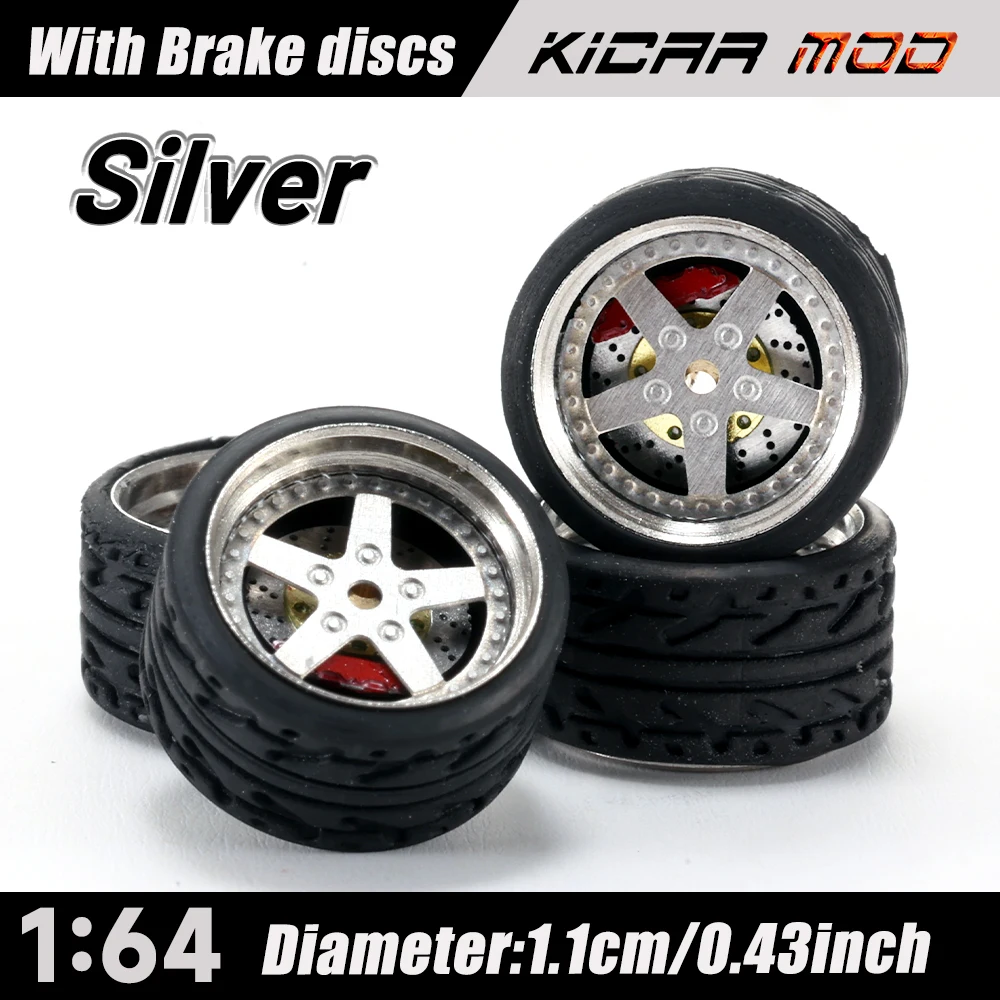 كارلومو 1/64 D-Class نموذج سيارة سبيكة عجلات مع المطاط الإطارات قرص فرامل الجمعية الحافات تجديد أجزاء لنموذج مركبة 4 قطعة مجموعة #1