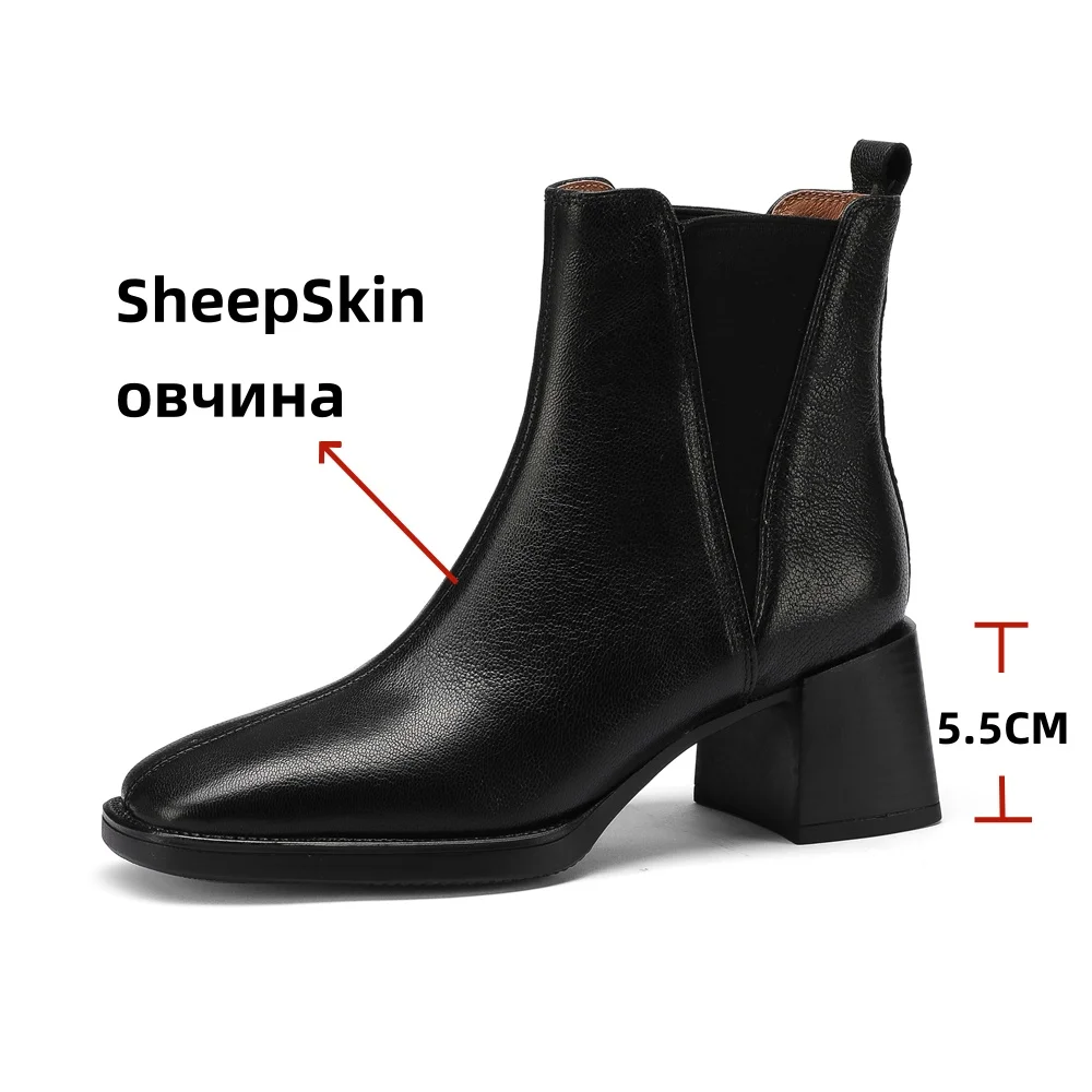 FEDONAS oryginalne skórzane damskie botki grube obcasy platformy botki jesienne buty zimowe Casual Office Dress krótkie buty