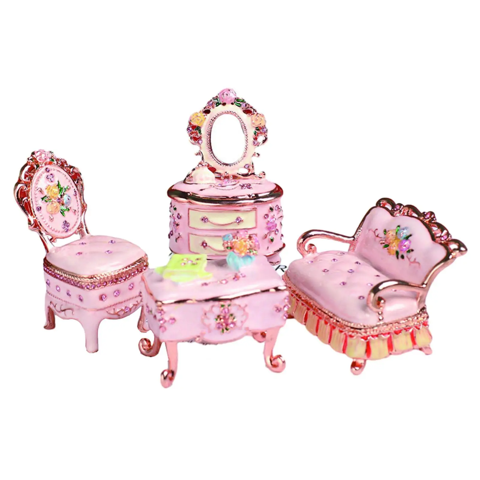 

Шкатулка для украшений в форме мебели, эмалированная, ручной росписи, ручной работы, органайзер для хранения, настольная, подарок для женщин