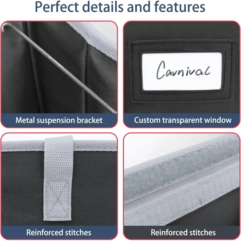 Desktop File Organizer Box,Collapsible Hanging Filing Box,Home Office Document Storage Organizer with Front Pocket and Handles,