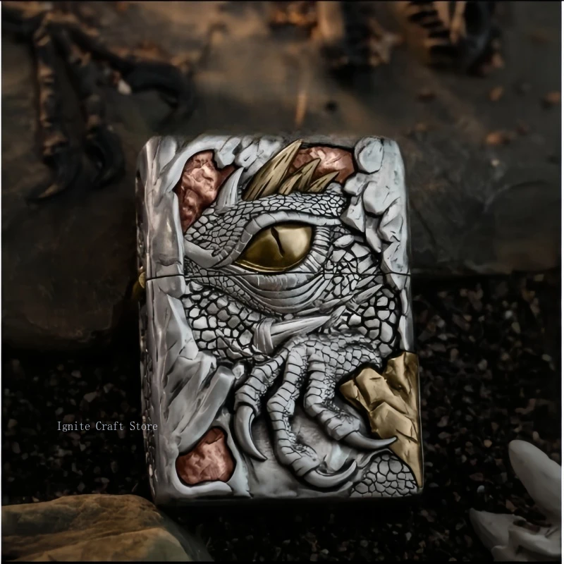 Super realistic carving technique: Magic Dragon Awakening fuel lighter, relief inlaid lighter, cigarette accessories, men's gift